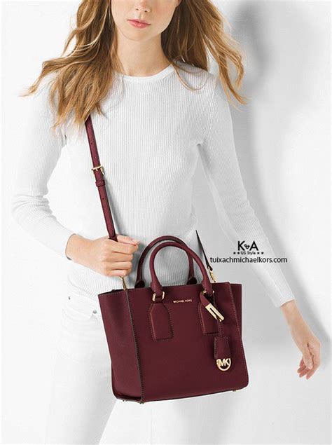 michael kors selby medium crossgrain leather satchel